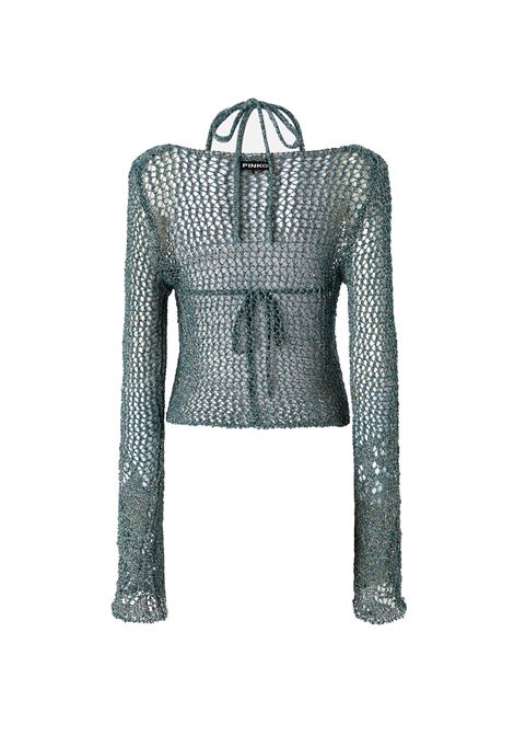 Maglia Pinko donna 104749 A2FB Denali verde a rete con bikini PINKO | Maglie | 104749 A2FBSSZ